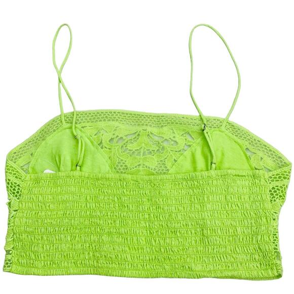 NWT FREE PEOPLE FP One Lyra Crochet Bralette Sz Small Bright Green - Picture 6 of 8